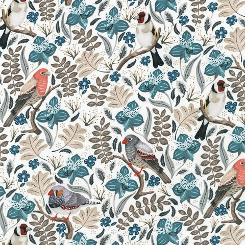 Kaufman Feathers And Flora 22746 1 White By The Yard