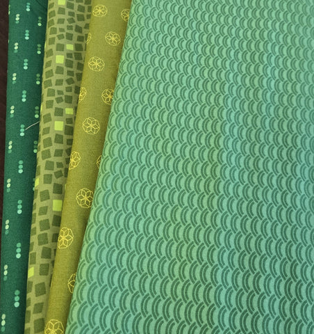 Matt's Mystery Bundles -  3.828 yards - Free Spirit Greens  #2 - Assorted Remnants
