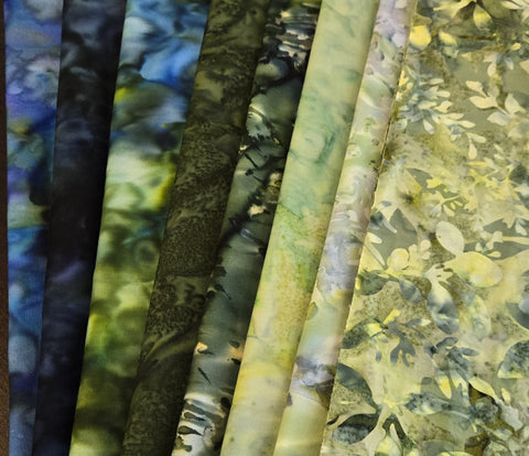 Matt's Mystery Bundles -  7.02 yards  - Green & Blue Batiks - Assorted Remnants