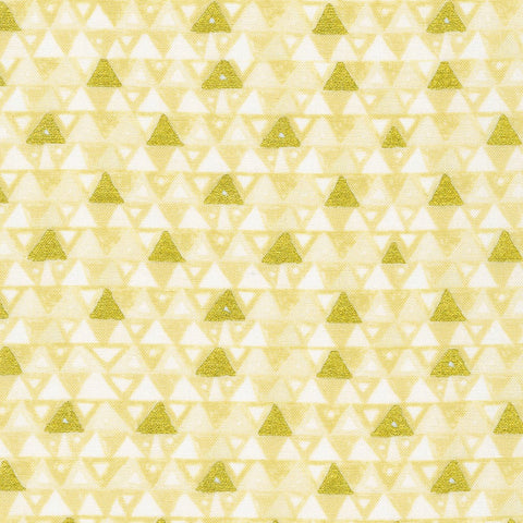Kaufman Metallic Gustav Klimt 21352 15 Ivory Triangles 1.375 YARDS