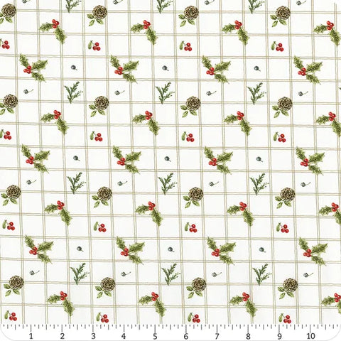 Riley Blake Holiday Spirit CD17462 Cream Holly By The Yard