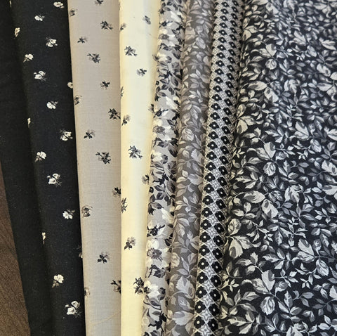 Matt's Mystery Bundles - 4.524 yards - Ink & Ivory - Assorted Remnants
