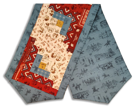 Fully FINISHED Log Cabin Table Runner - Riley Blake - John Wayne # 2