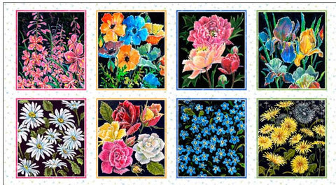 P & B Textiles Jona's Garden JGAR5384PA - Block Panel 24" PANEL By The PANEL (Not Strictly By The Yard)