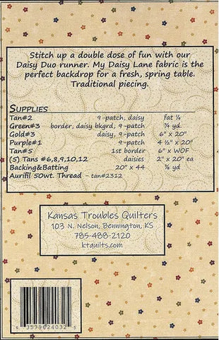 DAISY DUO - Kansas Troubles Quilters' Pattern #24032