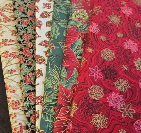 Matt's Mystery Bundles - 3.654 yards - Metallic Christmas Gold - Assorted Remnants