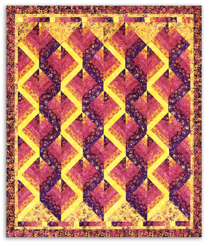 Mirror, Mirror 71 x 85" Fully Finished Sample Quilt - Plum Fizz