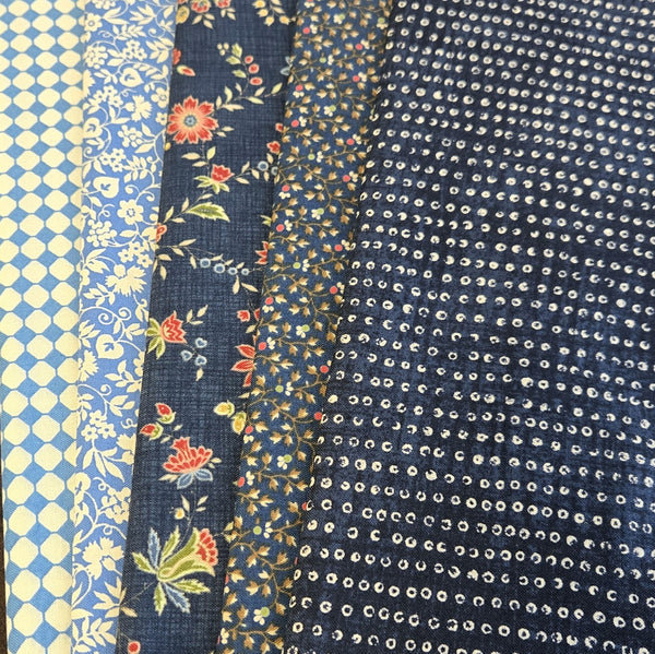 Matt's Mystery Bundles - 4.872 yards - Navy Blue- Light Blue - Assorted Remnants