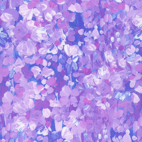 Kaufman Painterly Petals - Meadow 22273 23 Lavender By The Yard