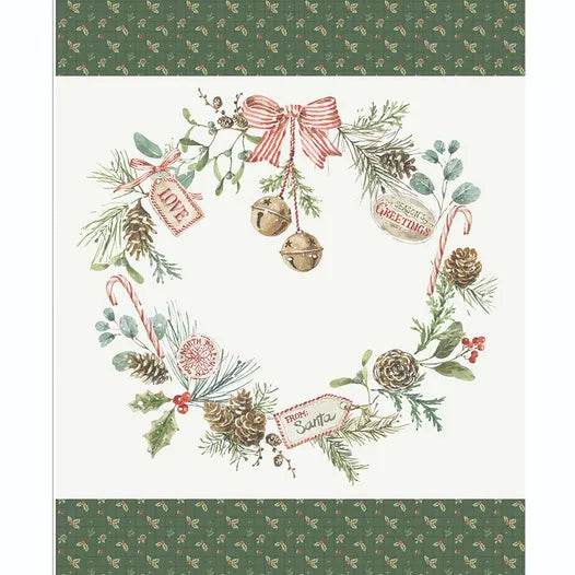 Riley Blake Holiday Spirit PD17466 Season's Greeting Wreath 35" PANEL By The PANEL (Not Strictly By The Yard)