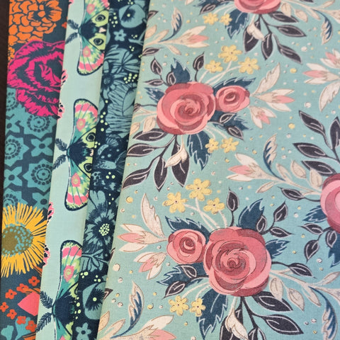 Matt's Mystery Bundles - 3.654 yards - Pink & Teal- Assorted Remnants