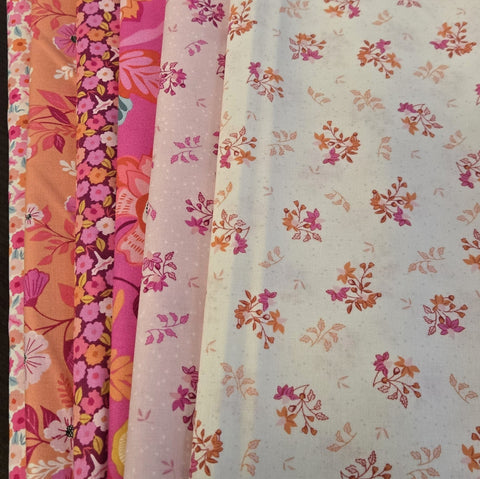 Matt's Mystery Bundles -  4.872 yards -Pink Flowers #1- Assorted Remnants