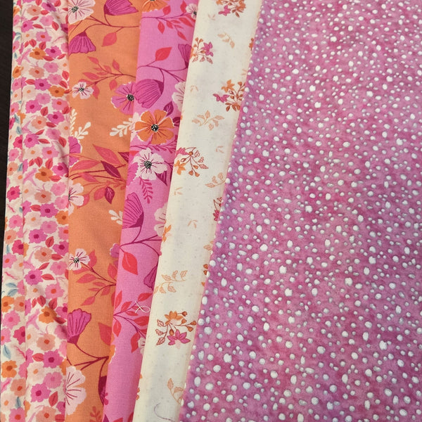 Matt's Mystery Bundles -  4.176 yards  -Pink Flowers #2 - Assorted Remnants