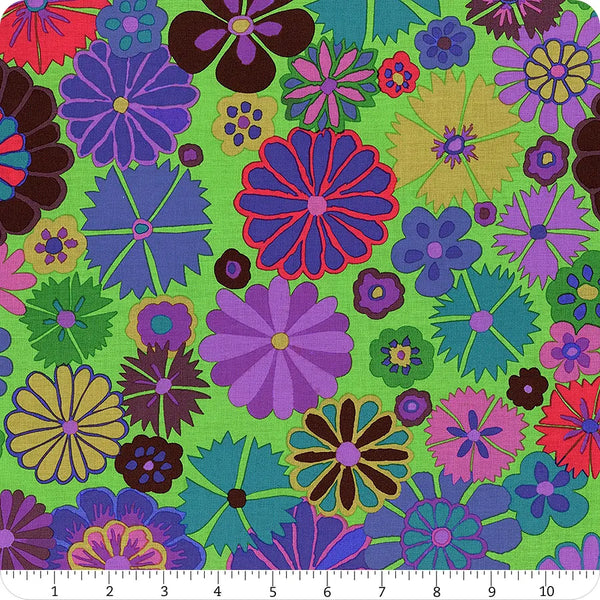 Free Spirit Kaffe Fassett PWGP204 Blue Folk Flower By The Yard