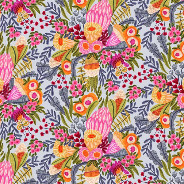 Free Spirit Paradise Blooms PWKI003 Silver Wild Blooms By The Yard