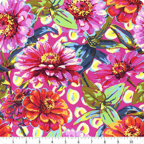Free Spirit Festival PWOB120 Pink Zinnias By The Yard