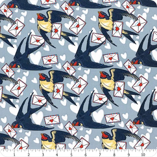Free Spirit Love Letters PWRH128 Blue Air Mail By The Yard