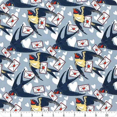 Free Spirit Love Letters PWRH128 Blue Air Mail By The Yard