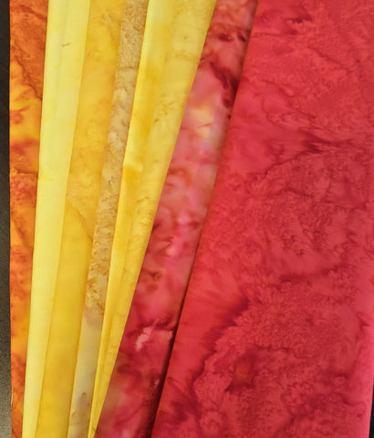 Matt's Mystery Bundles -  5.4 yards - Red & Yellow Batiks - Assorted Remnants