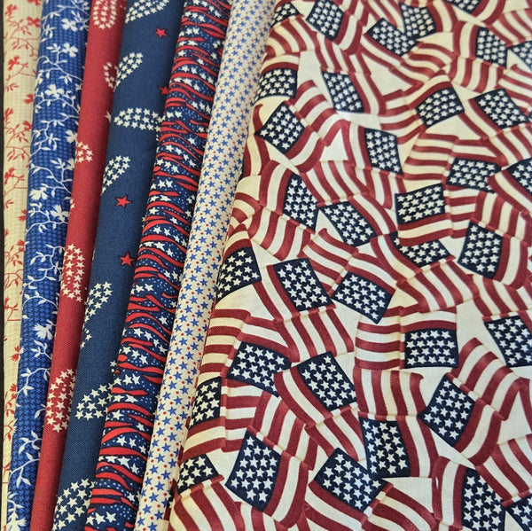 Matt's Mystery Bundles -  3.48 yards - Red, White & Blue #44- Assorted Remnants