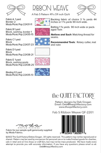 RIBBON WEAVE - The Quilt Factory Pattern QF-2201 DIGITAL DOWNLOAD ...