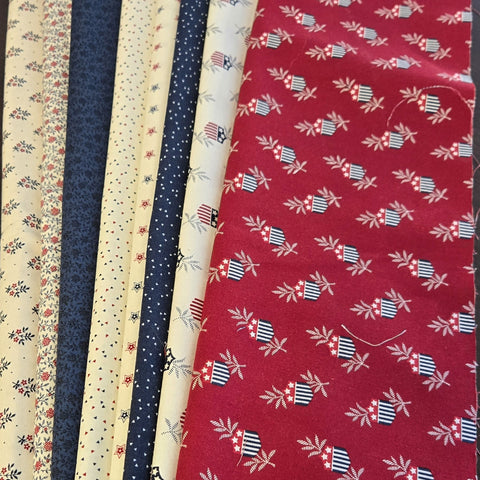 Matt's Mystery Bundles -  3.48 yards - Red, White & Blue #1 - Assorted Remnants