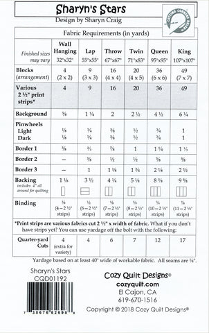 SHARYN'S STARS - Cozy Quilt Designs Pattern DIGITAL DOWNLOAD