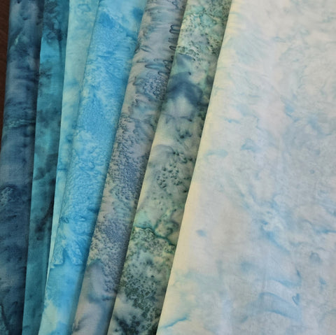 Matt's Mystery Bundles -  5.4 yards - Teal Batiks #1 - Assorted Remnants