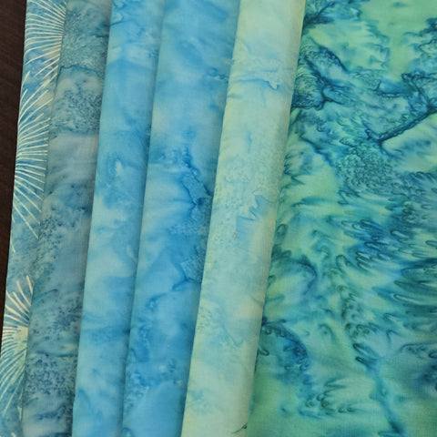 Matt's Mystery Bundles -  5.67 yards - Teal Batiks #2 - Assorted Remnants