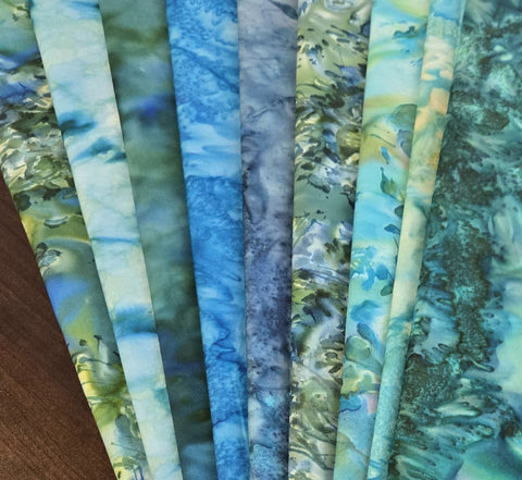 Matt's Mystery Bundles -  4.86 yards  - Teal Batiks - Assorted Remnants