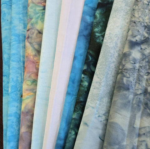 Matt's Mystery Bundles - 5.94 yards - Teal Batiks - Assorted Remnants