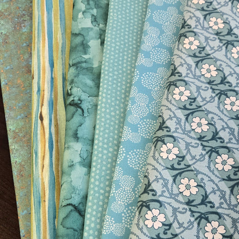Matt's Mystery Bundles -  4.35 yards - Teals- Assorted Remnants