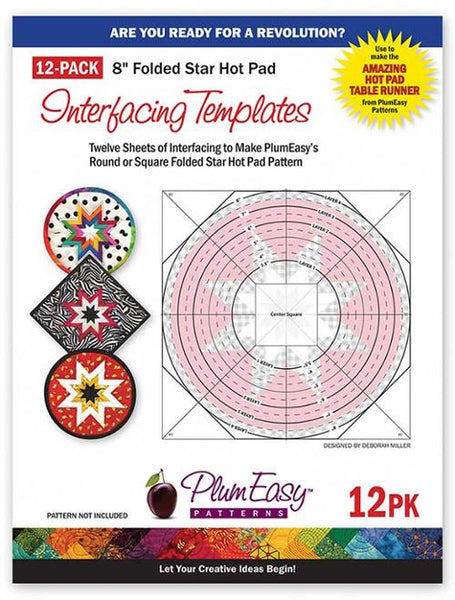 FOLDED STAR HOT PAD Interfacing Template  - Plum Easy Patterns - 12 pack