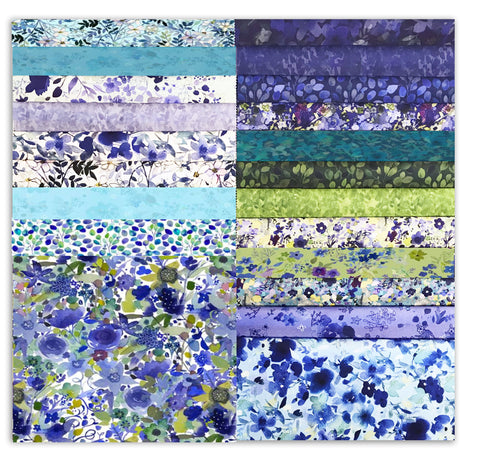 Clothworks Pre-Cut 42 Piece 10" Layer Cake Squares - Blue Meadow