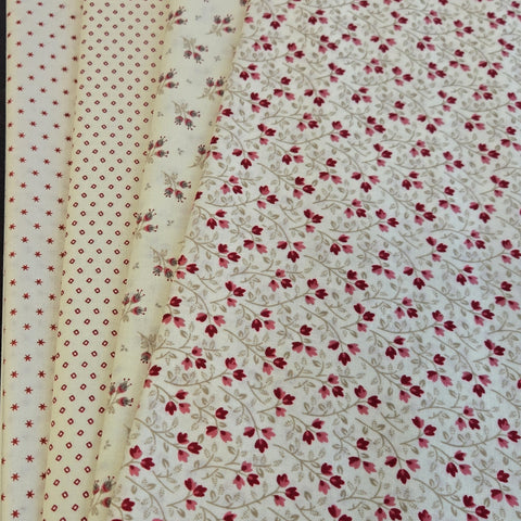 Matt's Mystery Bundles - 3.654 yards - Tiny Red Prints #1 - Assorted Remnants