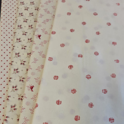 Matt's Mystery Bundles -  3.828 yards - Tiny Red Prints #2 - Assorted Remnants