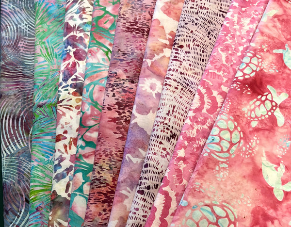 Matt's Mystery Bundles - 6.48 yards - Tropical #1 Batiks - Assorted Remnants