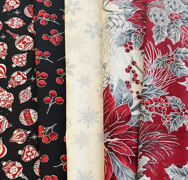 Matt's Mystery Bundles -  3.132 yards -Christmas Blossom Silver #26- Assorted Remnants