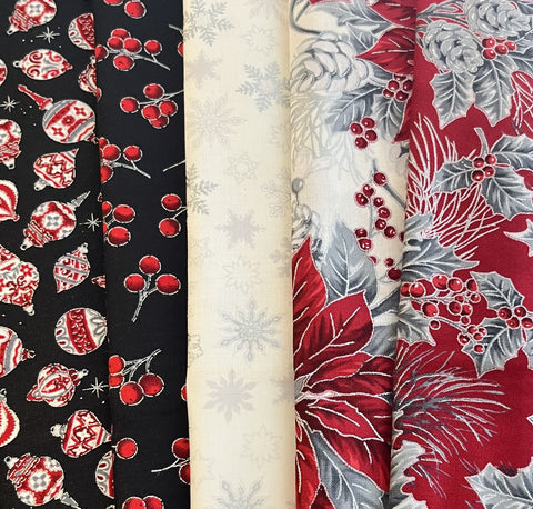 Matt's Mystery Bundles -  3.132 yards -Christmas Blossom Silver #26- Assorted Remnants