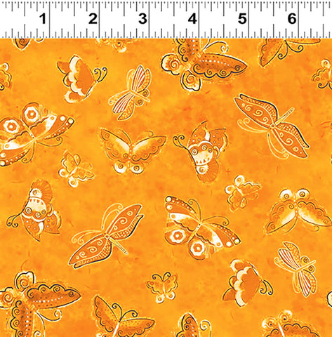 Clothworks Kindred Canines Y3709 68 Gold Flutterbyes By the Yard