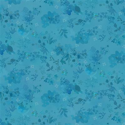 Clothworks Blue Meadow Y3936 98 Digital Flower Wash Sky By the Yard