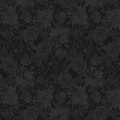 Clothworks Poppy Dreams Y3993 3 Tonal Foliage Black 2.875 YARDS