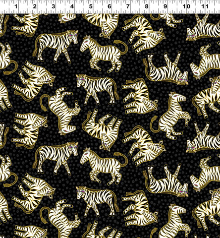 Clothworks Earth Song – digital y4021 3 m Zebras schwarz Meterware