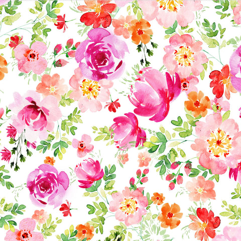 Clothworks Flourish - Digital Y4093 1 Rose Garden White By The Yard