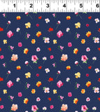Clothworks Flourish - Digital Y4097 53 Ditsy Floral Navy Blue By The Yard