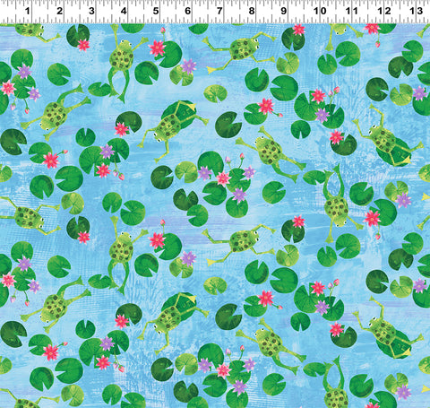 Clothworks Summer Splash - Digital Y4102 33 Frog Pond Aqua By The Yard