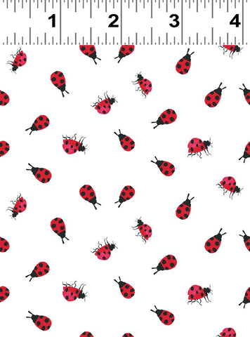 Clothworks Summer Splash - Digital Y4106 1 Ladybugs White By The Yard