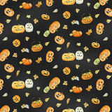 Clothworks Halloween Parade Y4111 3 Pumpkins Black By The Yard