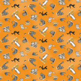 Clothworks Halloween Parade Y4112 36 Cats Orange By The Yard