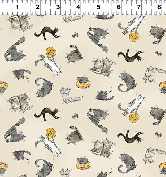 Clothworks Halloween Parade Y4112 57 Cats Cream By The Yard